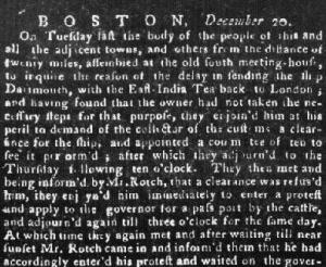 Original Tea Party in Boston, 1773
